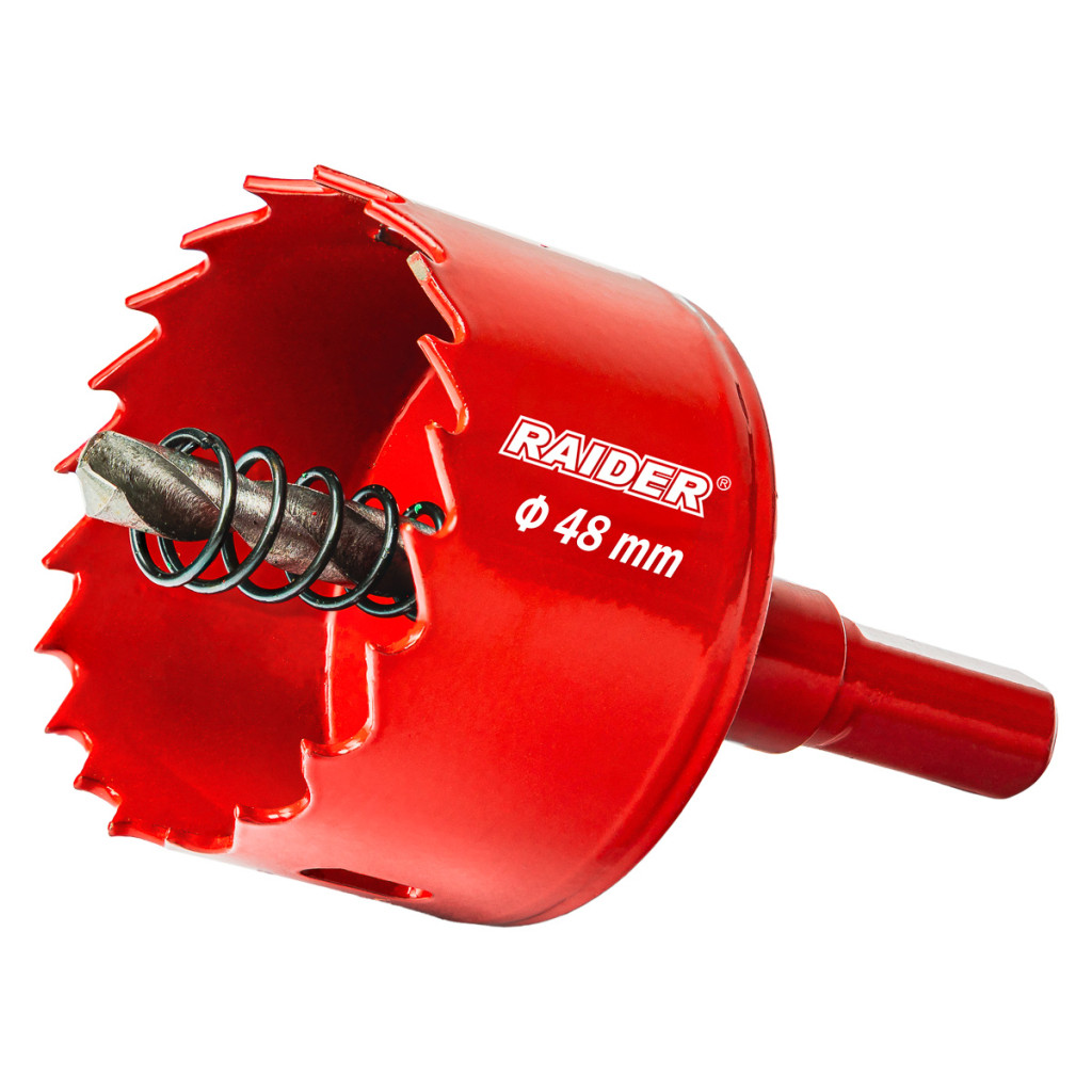 Боркорона HSS bi-metal Ø48 mm с центриращо свредло и опашка – Raider Power Tools – снимка 1