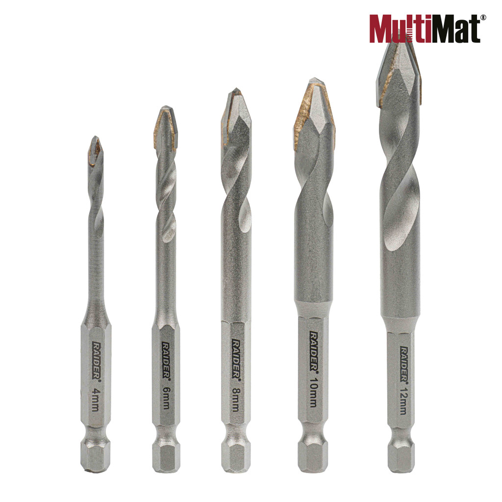 Свредла MultiMat® Asymmetrical 5бр. Ø4 6 8 10 12mm к-т – Raider Power Tools – снимка 1