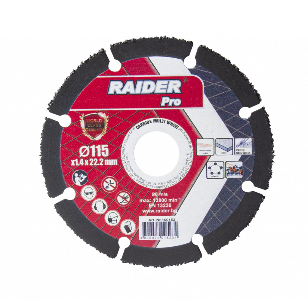 Диск за ъглошлайф Carbide Multi Wheel 115x22.2mm – Raider Pro – снимка 1