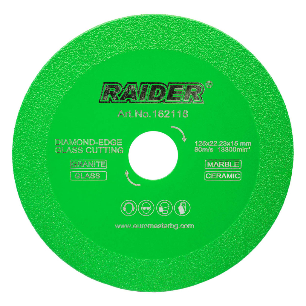 Диск диамантен за рязане на стъкло 125x22,23x15 мм RD-G01 – Raider Power Tools – снимка 1