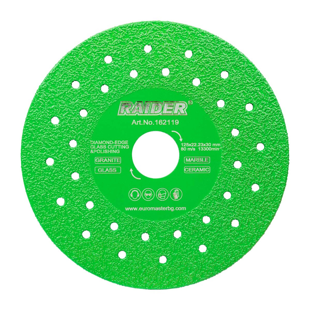 Диск диамантен за рязане на стъкло 125x22,23x30 мм RD-G02 – Raider Power Tools – снимка 1