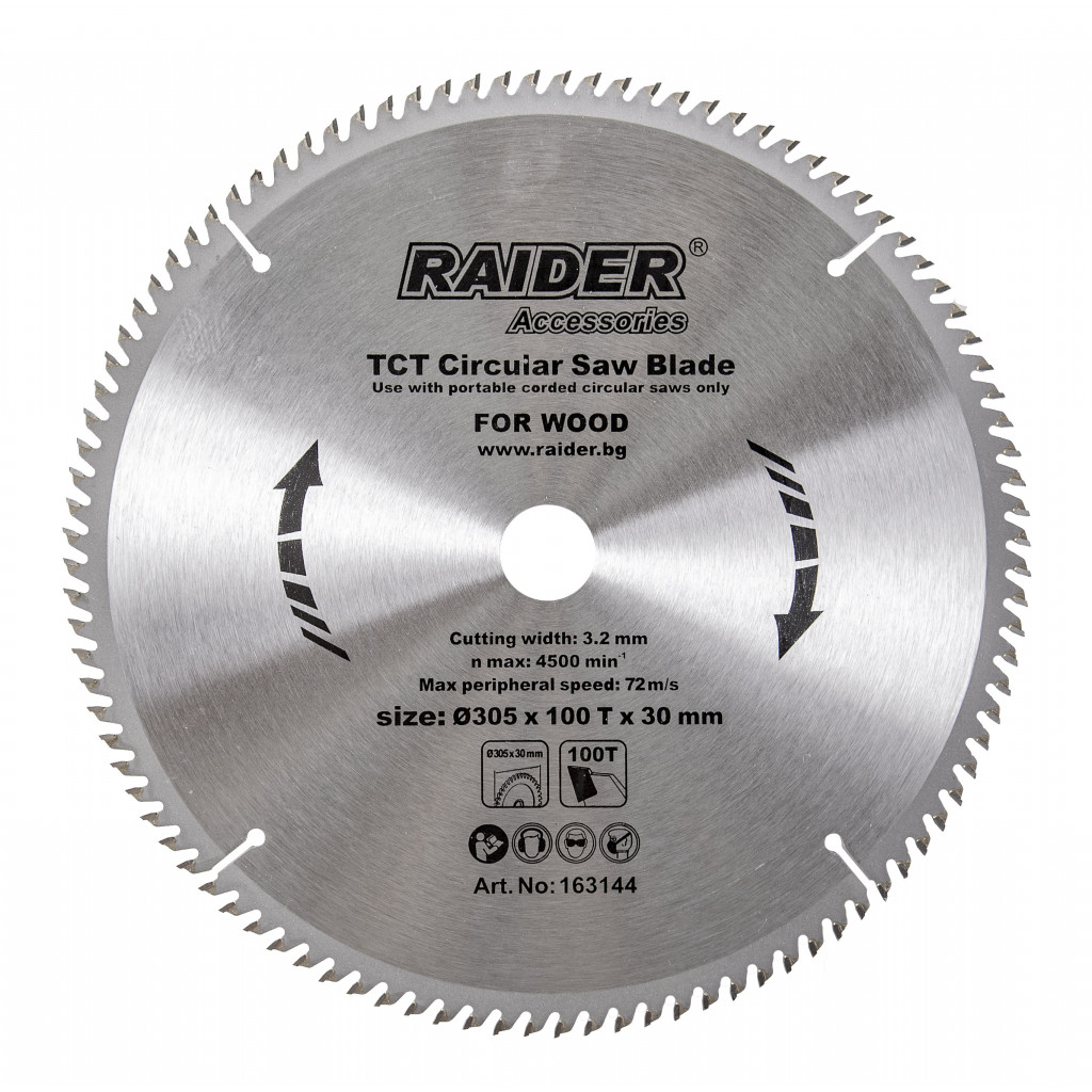 Диск за циркуляр за дърво ø305x100Tx30mm – Raider Power Tools – снимка 1