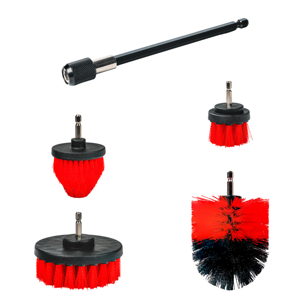 Четки за винтоверт Ø50 Ø64 Ø90 Ø100mm 150mm HEX1/4" 5бр. к-т – Raider Power Tools – снимка 1