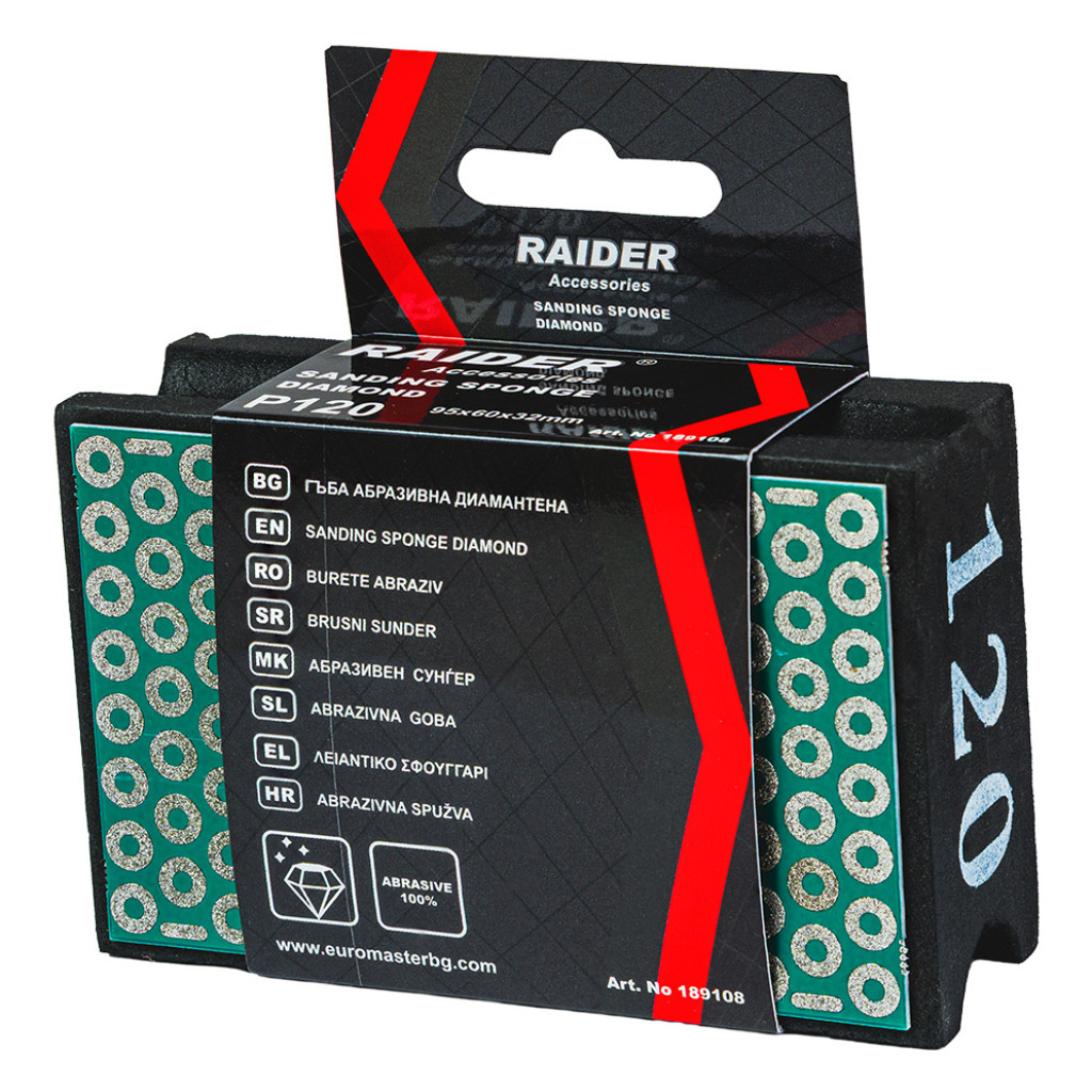Гъба абразивна 120x100x12mm Р60 – Raider Power Tools – снимка 1