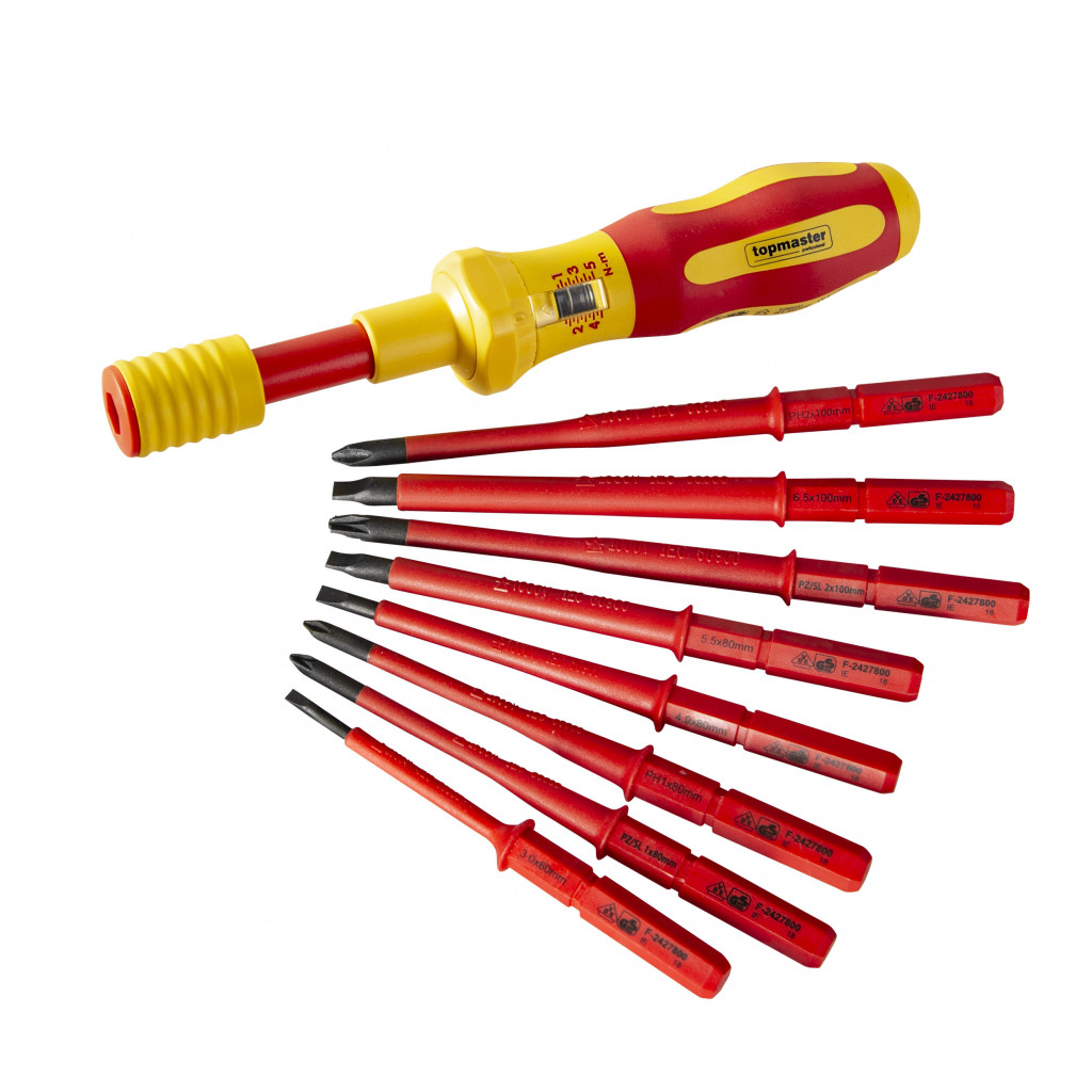 Отвертка изолирана с накрайници динамометрична к-т 9бр Topmaster Professional – Top Master Pro – снимка 1