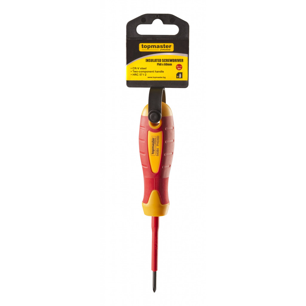 Отвертка изолир. 1000V кръст. Ph0x 60mm CR-V Topmaster Professional