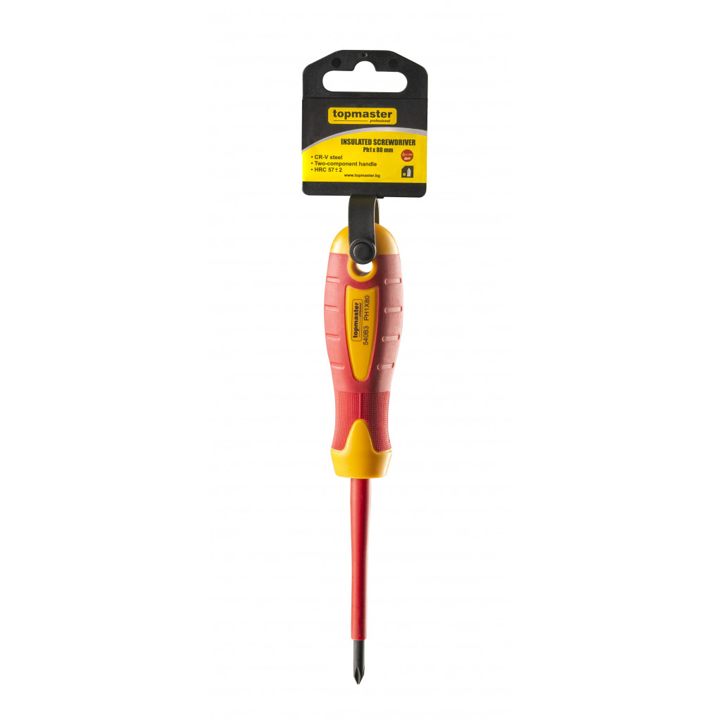 Отвертка изолир. 1000V кръст. Ph1x 80mm CR-V Topmaster Professional
