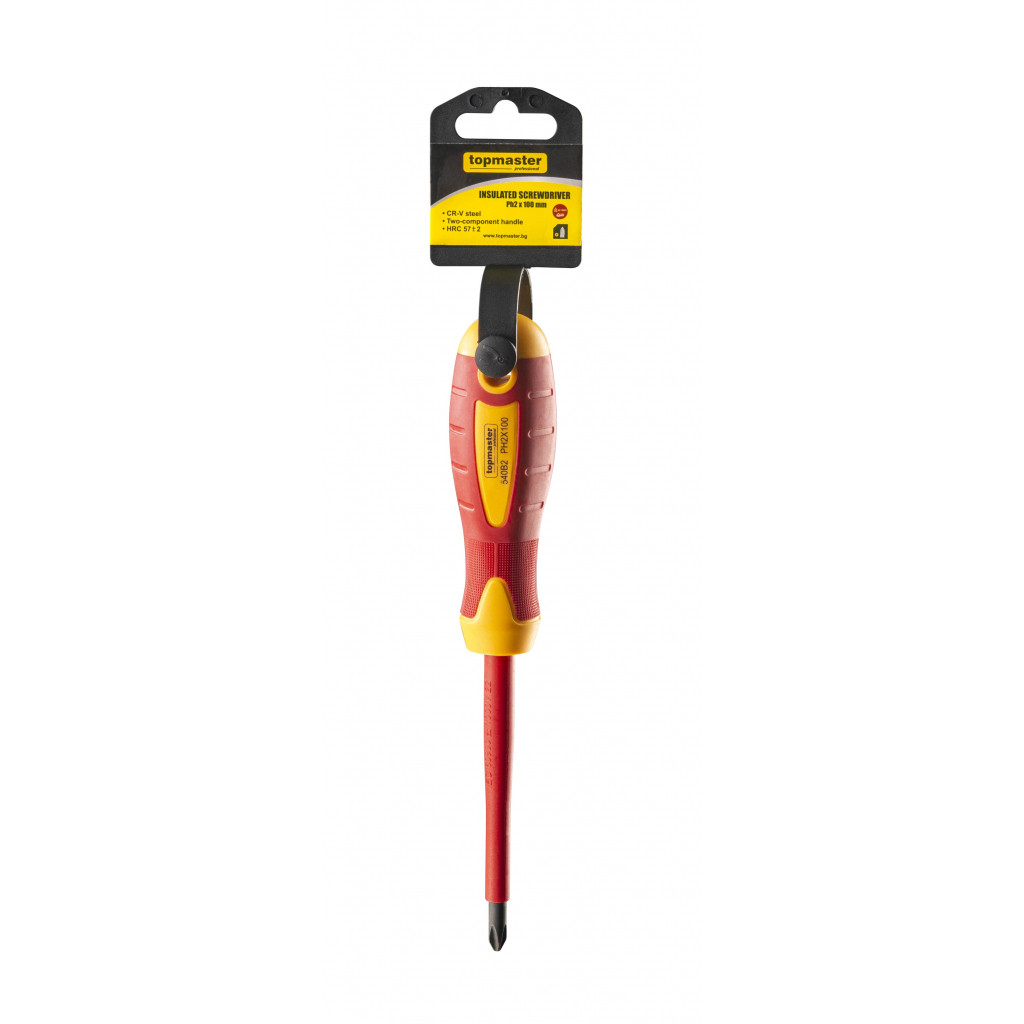 Отвертка изолир. 1000V кръст. Ph2x100mm CR-V Topmaster Professional