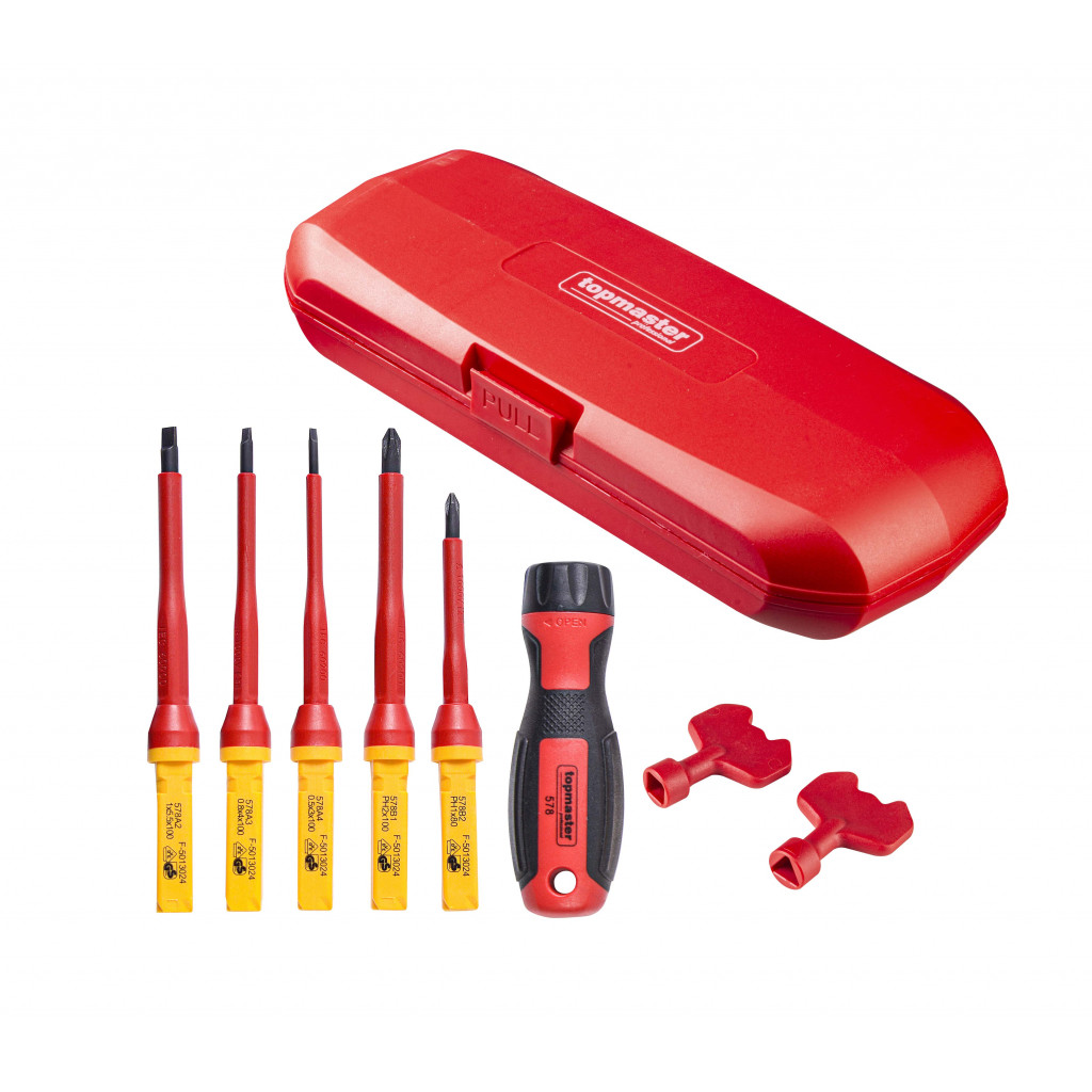 Отвертки изолир. 1000V к-т 8 части Topmaster Professional – Top Master Pro – снимка 1