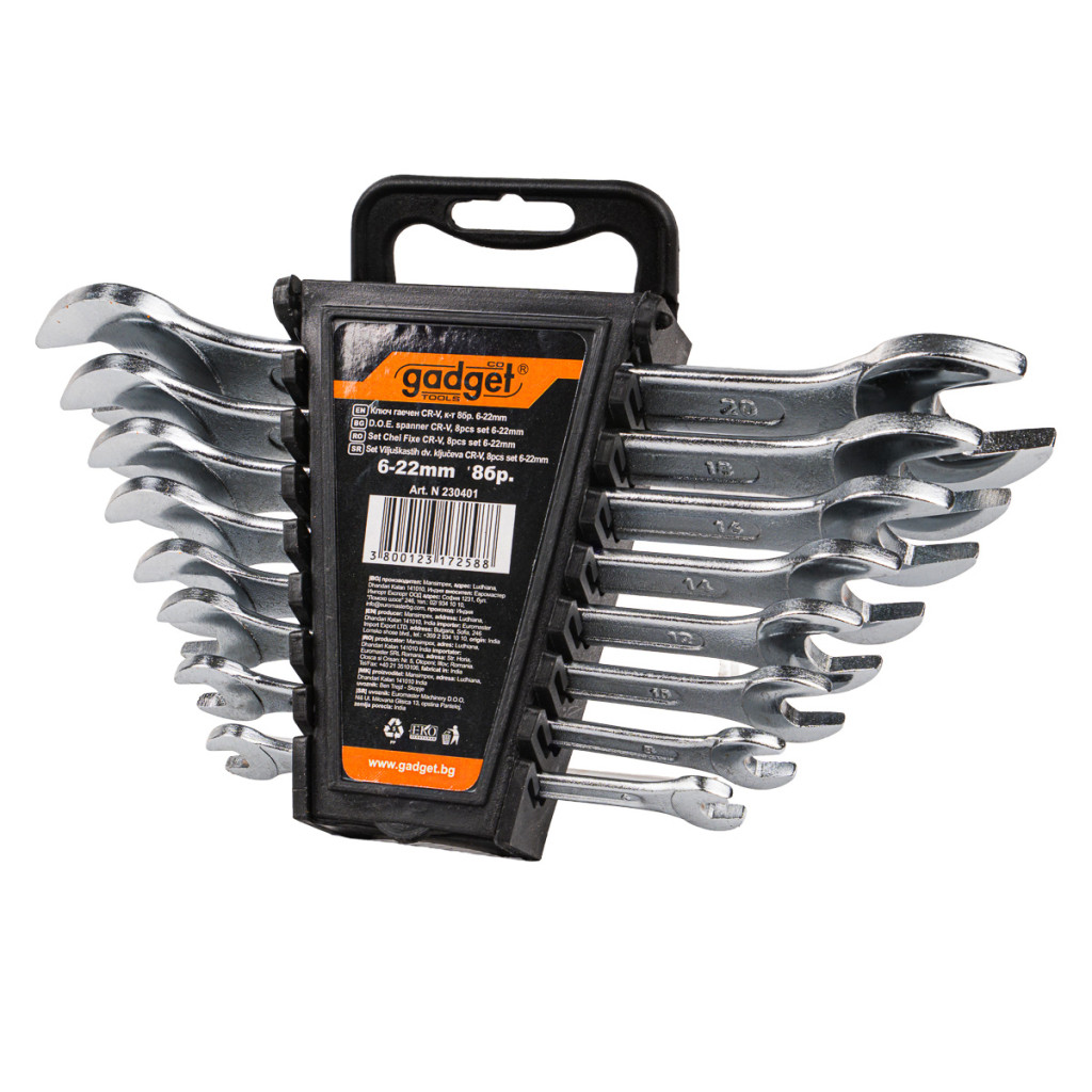 Ключ гаечен CR-V к-т 8бр. 6-22mm на стойка GADGET – Gadget – снимка 1
