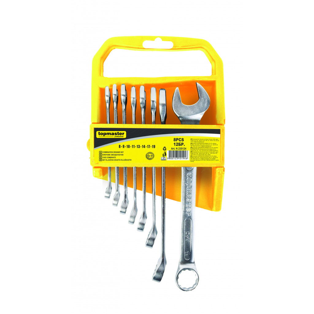Ключ звездогаечен к-т 8бр 8-19mm CR-V PRESS Topmaster Professional – Top Master Pro – снимка 1
