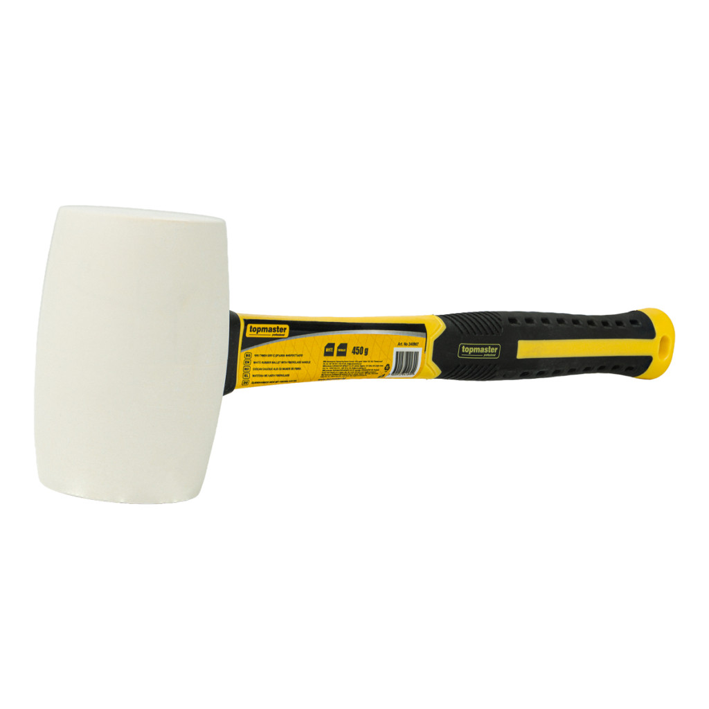 Чук гумен бял с дръжка фибростъкло 450 g TMP – Top Master Pro – снимка 1