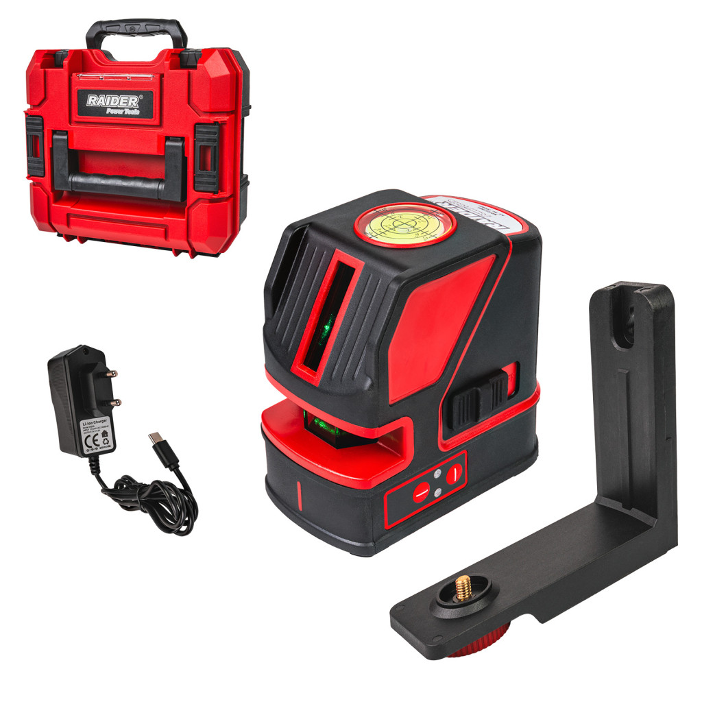Нивелир лазерен зелени кръстосани линии 30m 180° RAIDER RD-CLG01 – Raider Power Tools – снимка 1