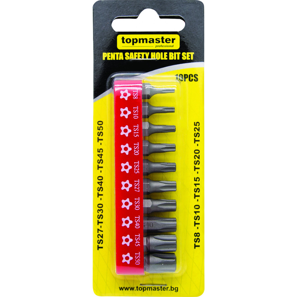 Накрайници пентаграм к-т 1/4"10бр размери TS8-50 Topmaster Professional