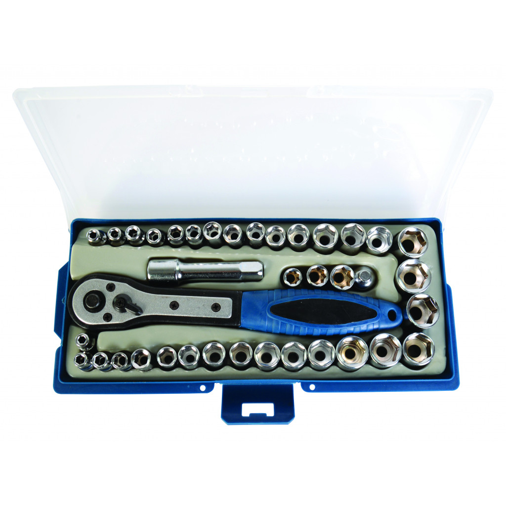 Тресчотка с вложки к-т 39 части 1/4" & 3/8" 4-15mm Basic Skillco – Basic – снимка 1