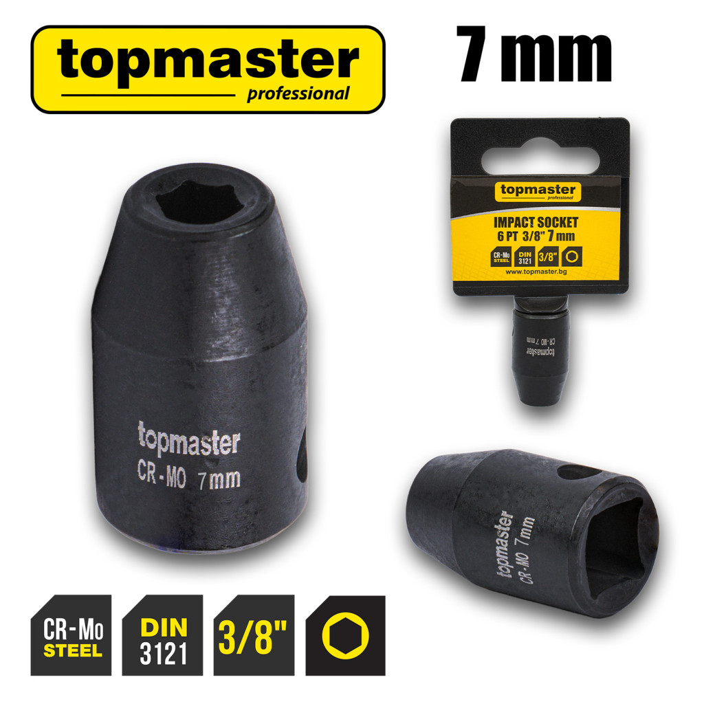 Вложка ударна 6 стенна 3/8"х7mm TMP – Top Master Pro – снимка 1