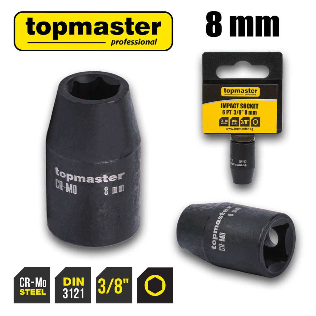 Вложка ударна 6 стенна 3/8"х8mm TMP – Top Master Pro – снимка 1