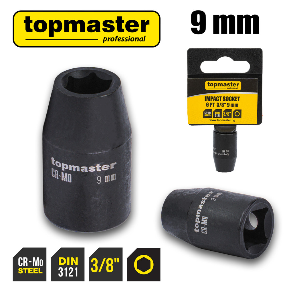 Вложка ударна 6 стенна 3/8"х9mm TMP – Top Master Pro – снимка 1