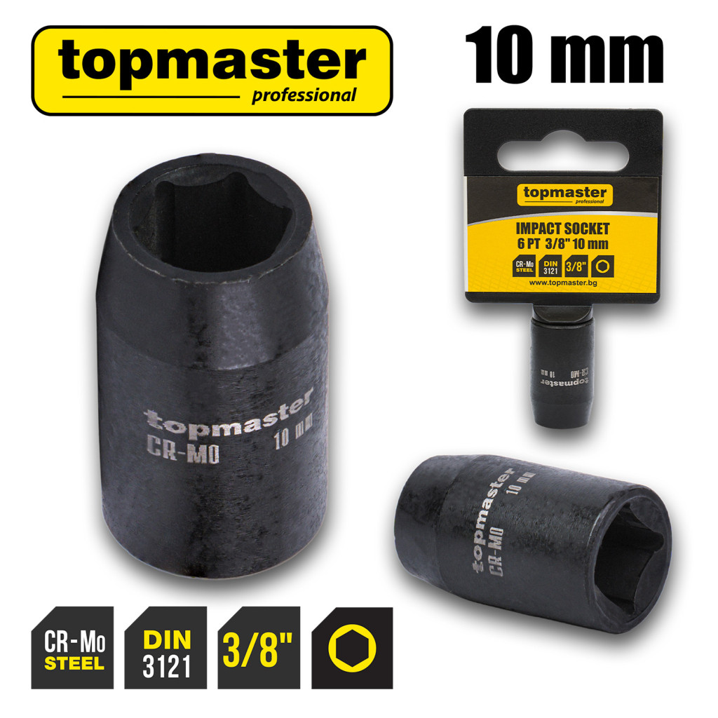 Вложка ударна 6 стенна 3/8"х10mm TMP – Top Master Pro – снимка 1