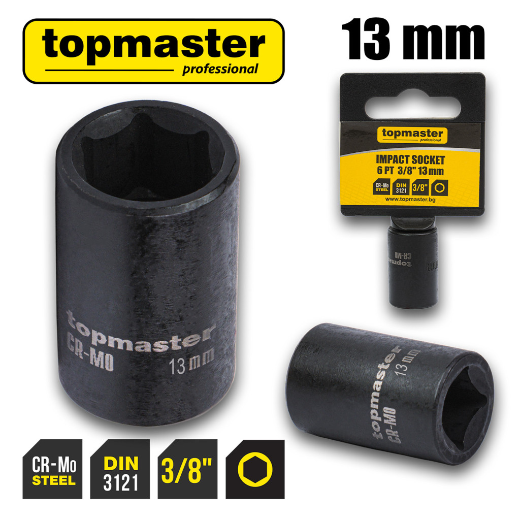 Вложка ударна 6 стенна 3/8"х13mm TMP – Top Master Pro – снимка 1