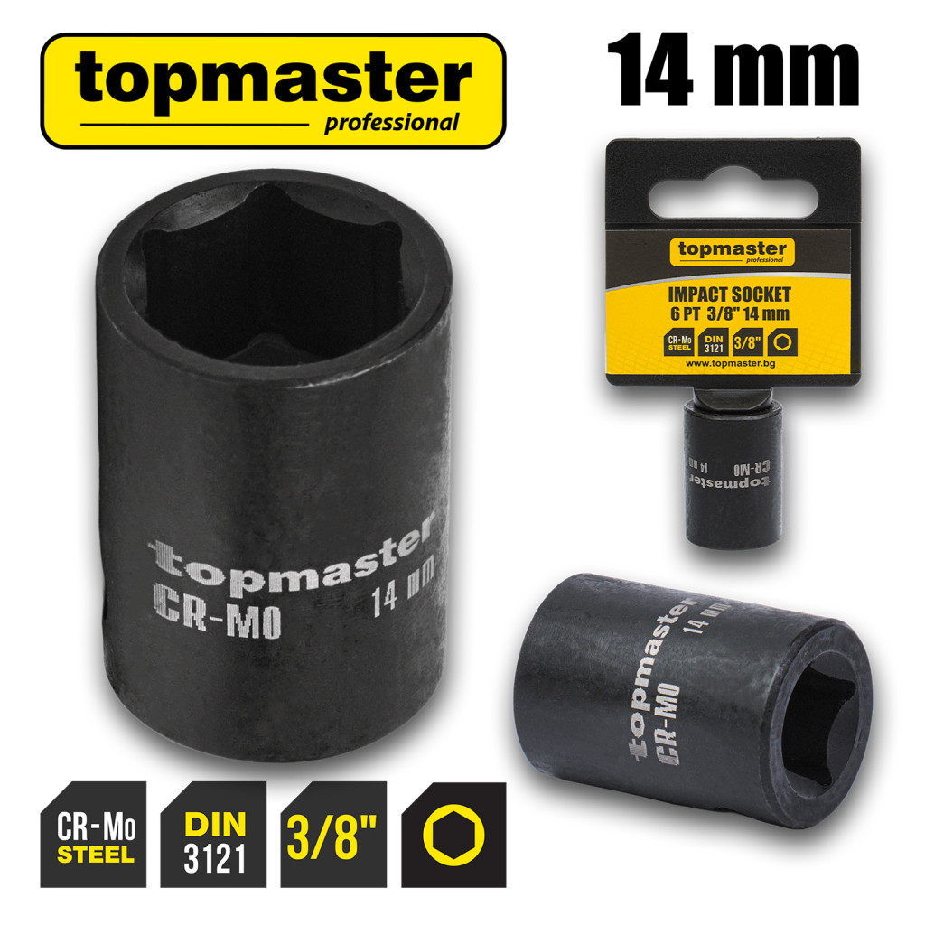 Вложка ударна 6 стенна 3/8"х14mm TMP – Top Master Pro – снимка 1