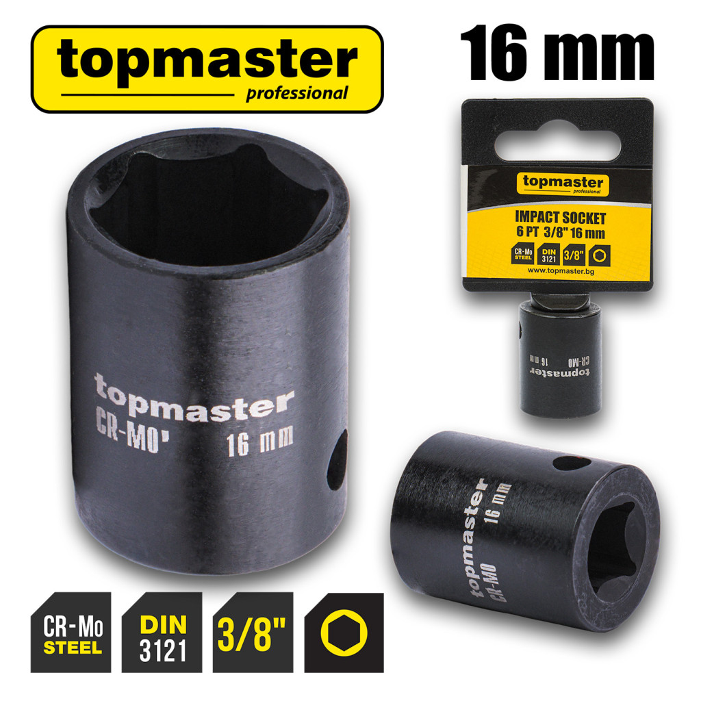 Вложка ударна 6 стенна 3/8"х16mm TMP – Top Master Pro – снимка 1
