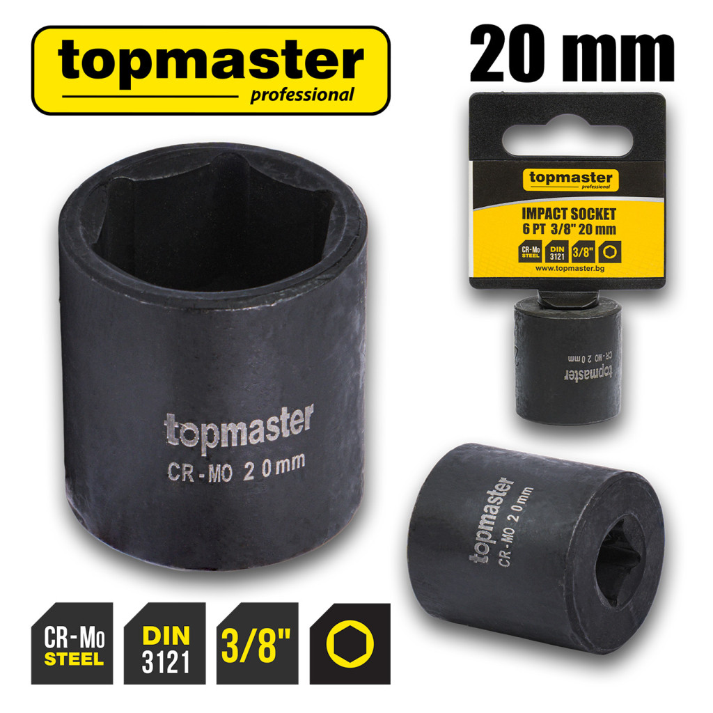 Вложка ударна 6 стенна 3/8"х20mm TMP – Top Master Pro – снимка 1