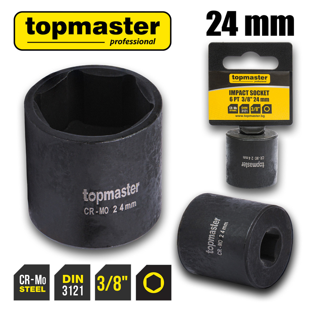 Вложка ударна 6 стенна 3/8"х24mm TMP – Top Master Pro – снимка 1