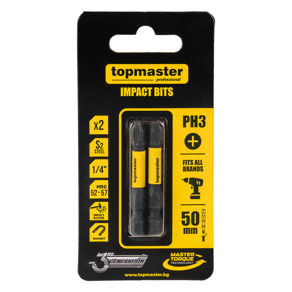 Накрайници ударни 50мм PH3, 2 бр. Topmaster Professional – Top Master Pro – снимка 1