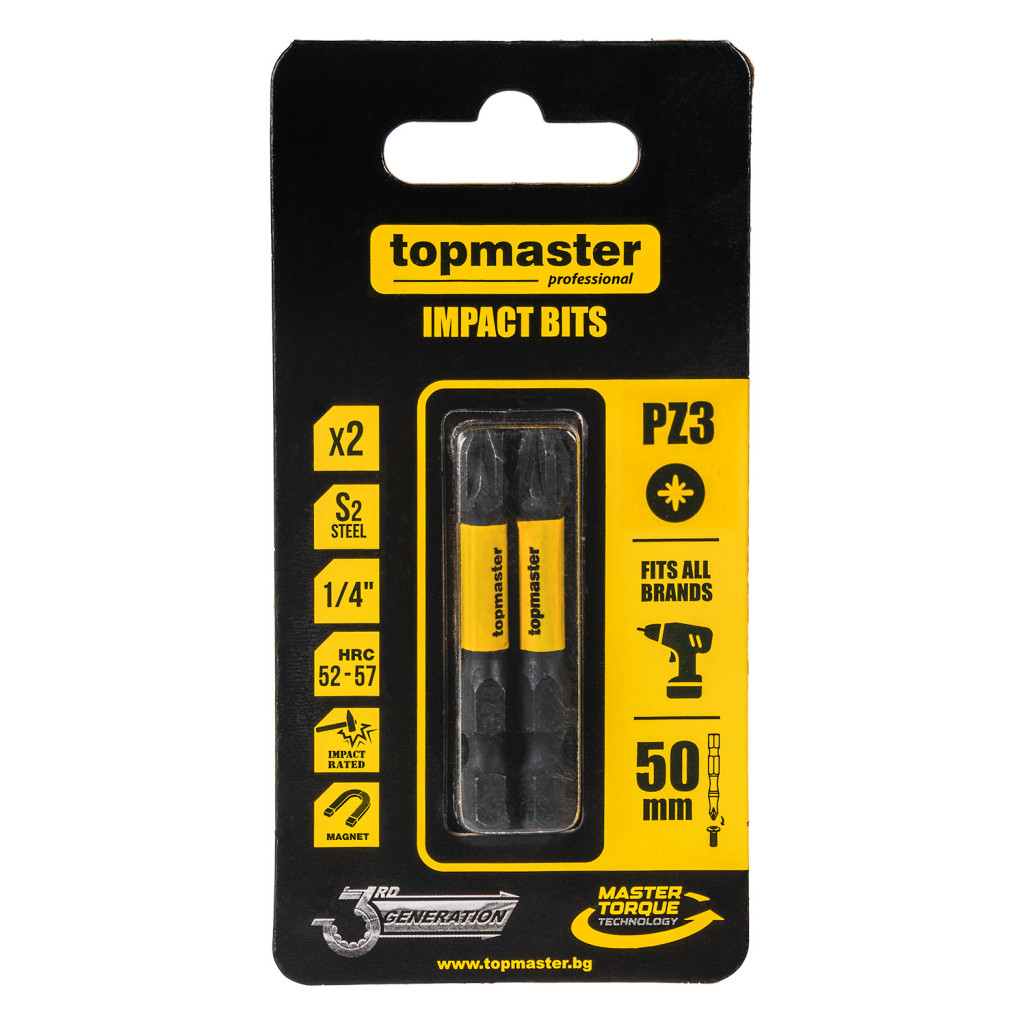 Накрайници ударни 50мм PZ3, 2 бр. Topmaster Professional – Top Master Pro – снимка 1