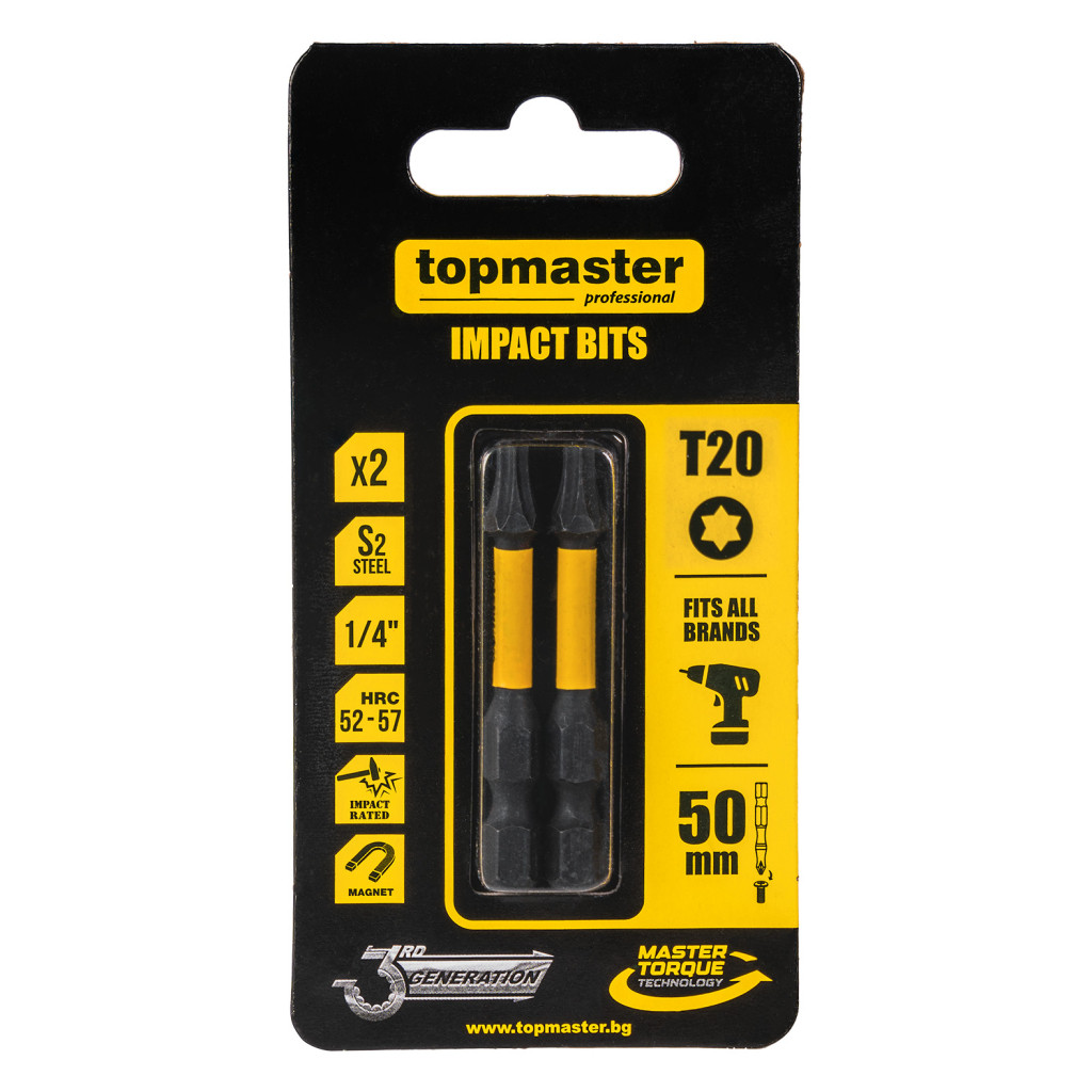 Накрайници ударни 50мм TX20, 2 бр. Topmaster Professional – Top Master Pro – снимка 1