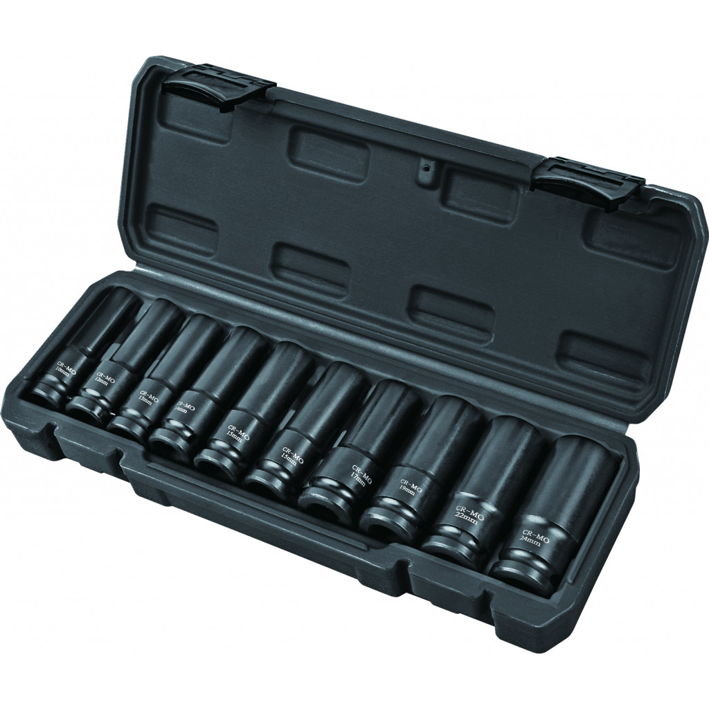 Вложки ударни удължени 1/2"Dr сет 10бр 10-24mm Cr-Mo Topmaster Professional – Top Master Pro – снимка 1