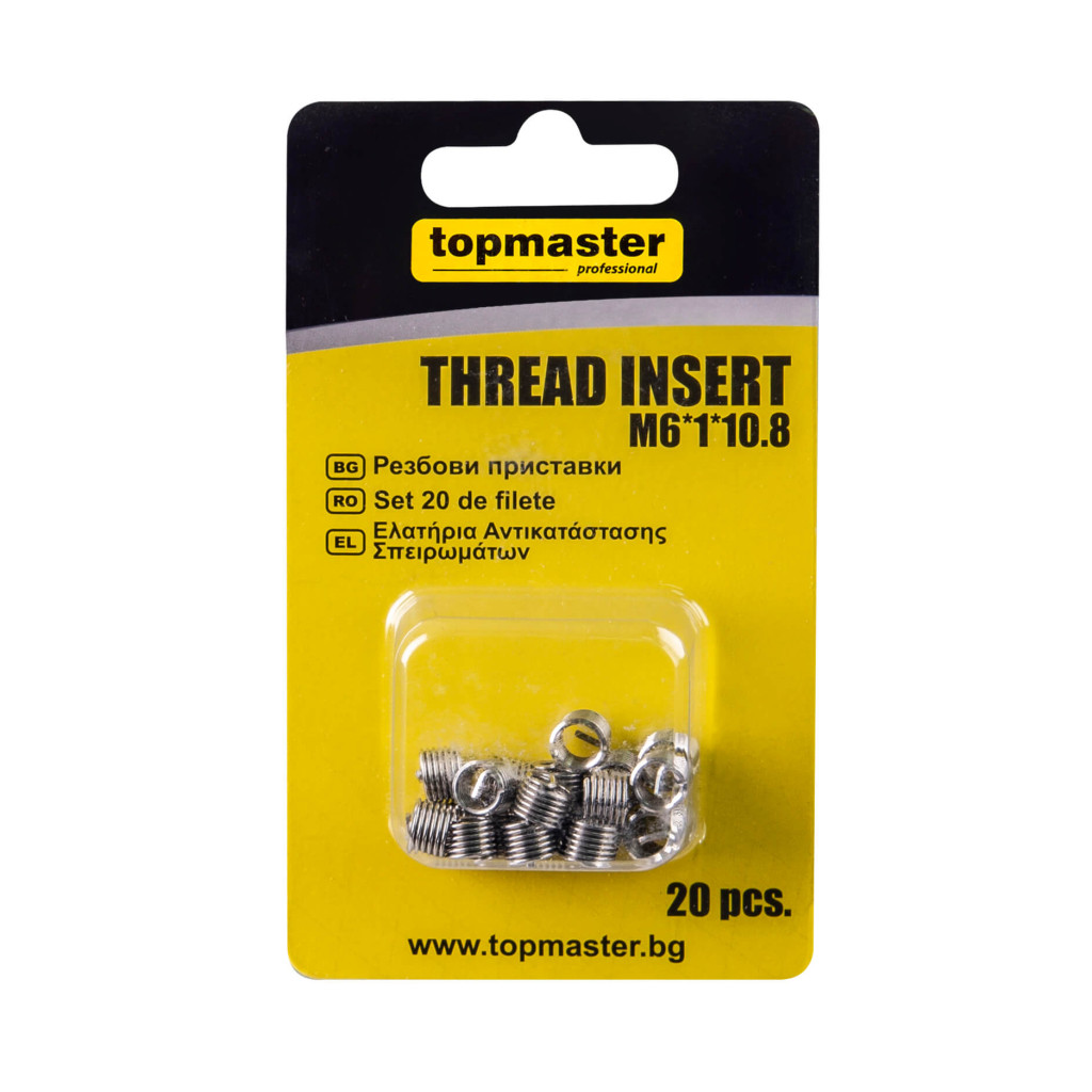 Резбови приставки M6*1*10.8, 20бр. Topmaster Professional