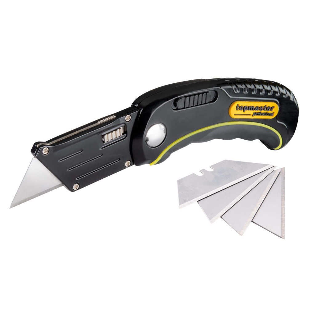 Нож макетен сгъваем алумниев с 4 резеца Topmaster Professional – Top Master Pro – снимка 1