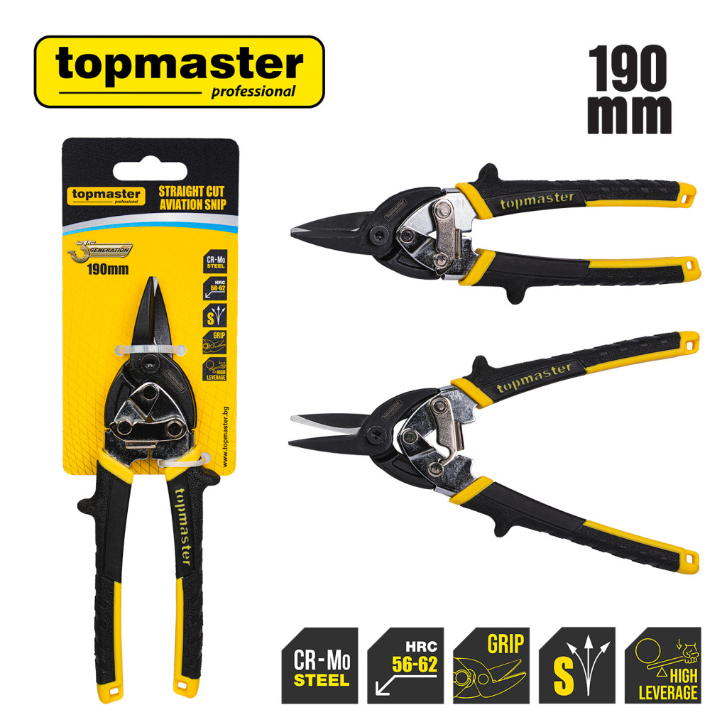 Ножица за ламарина усилена права 190mm TMP – Top Master Pro – снимка 1