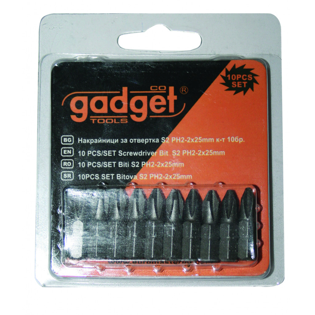 Накрайници за отвертка S2 PH2x25mm к-т 10бр. GADGET – Gadget – снимка 1