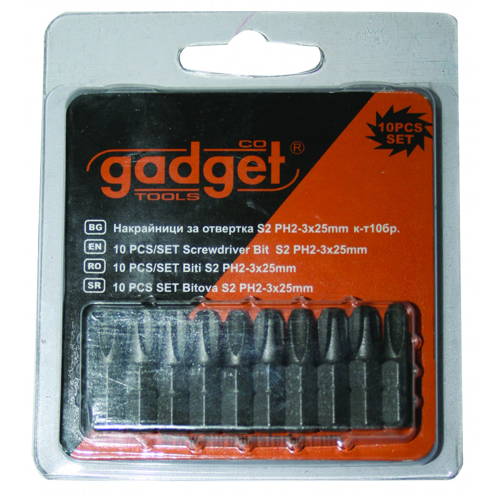 Накрайници за отвертка S2 PH3x25mm к-т 10бр. GADGET – Gadget – снимка 1