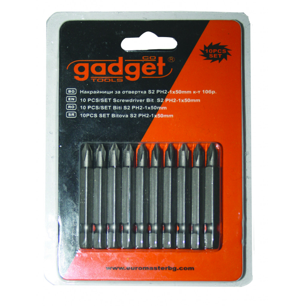 Накрайници за отвертка S2 PH-1x50mm к-т 10 бр. GADGET – Gadget – снимка 1