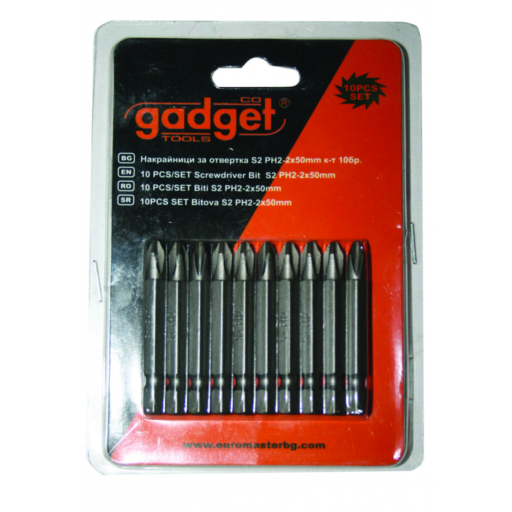 Накрайници за отвертка S2 PH-2x50mm к-т 10 бр. GADGET – Gadget – снимка 1
