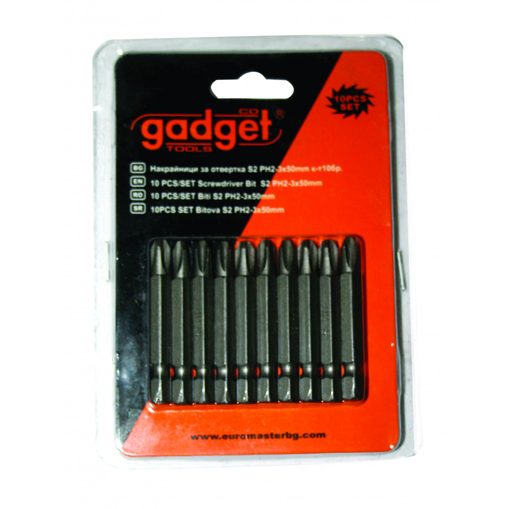 Накрайници за отвертка S2 PH-3x50mm к-т 10 бр. GADGET – Gadget – снимка 1