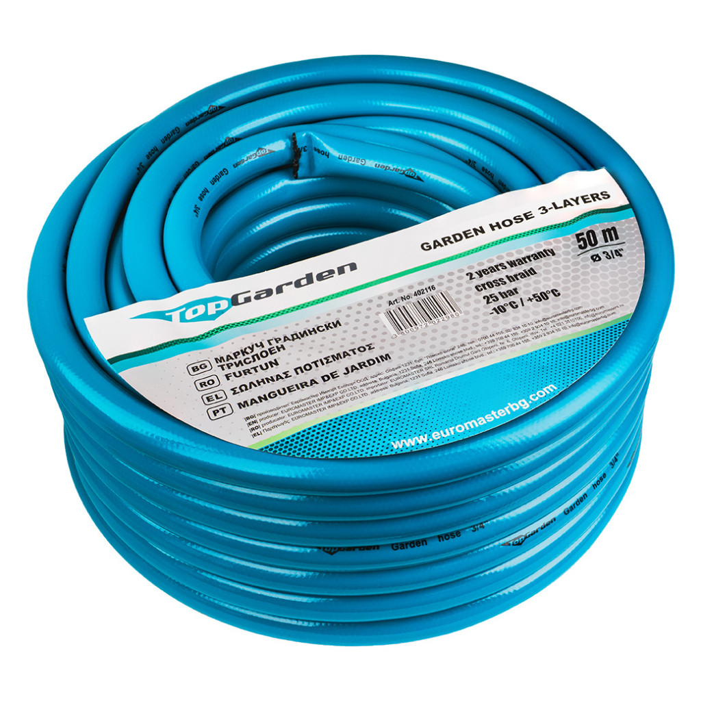 Маркуч градински трислоен 3/4" TG – Top Garden – снимка 1
