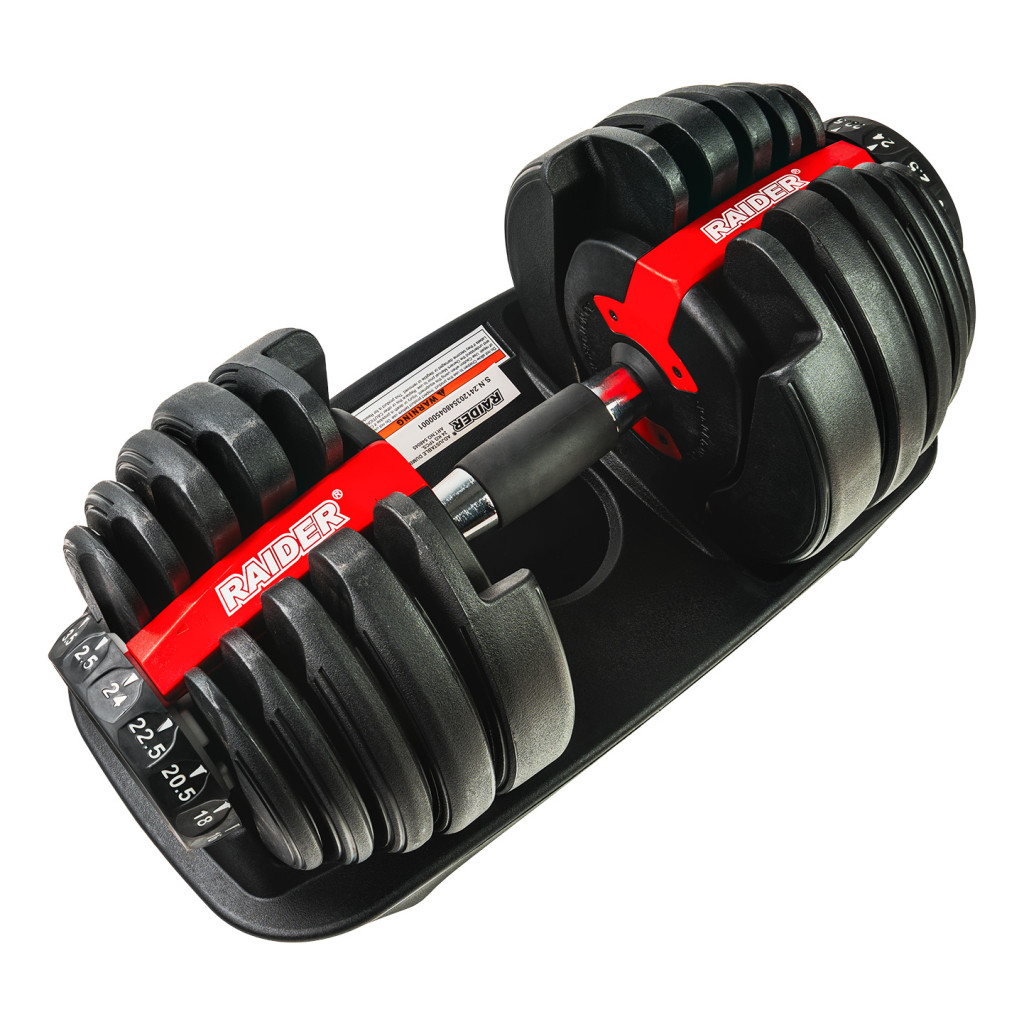 Дъмбел с регулируеми тежести 24 kg 1бр. GYM RAIDER – Raider Power Tools – снимка 1