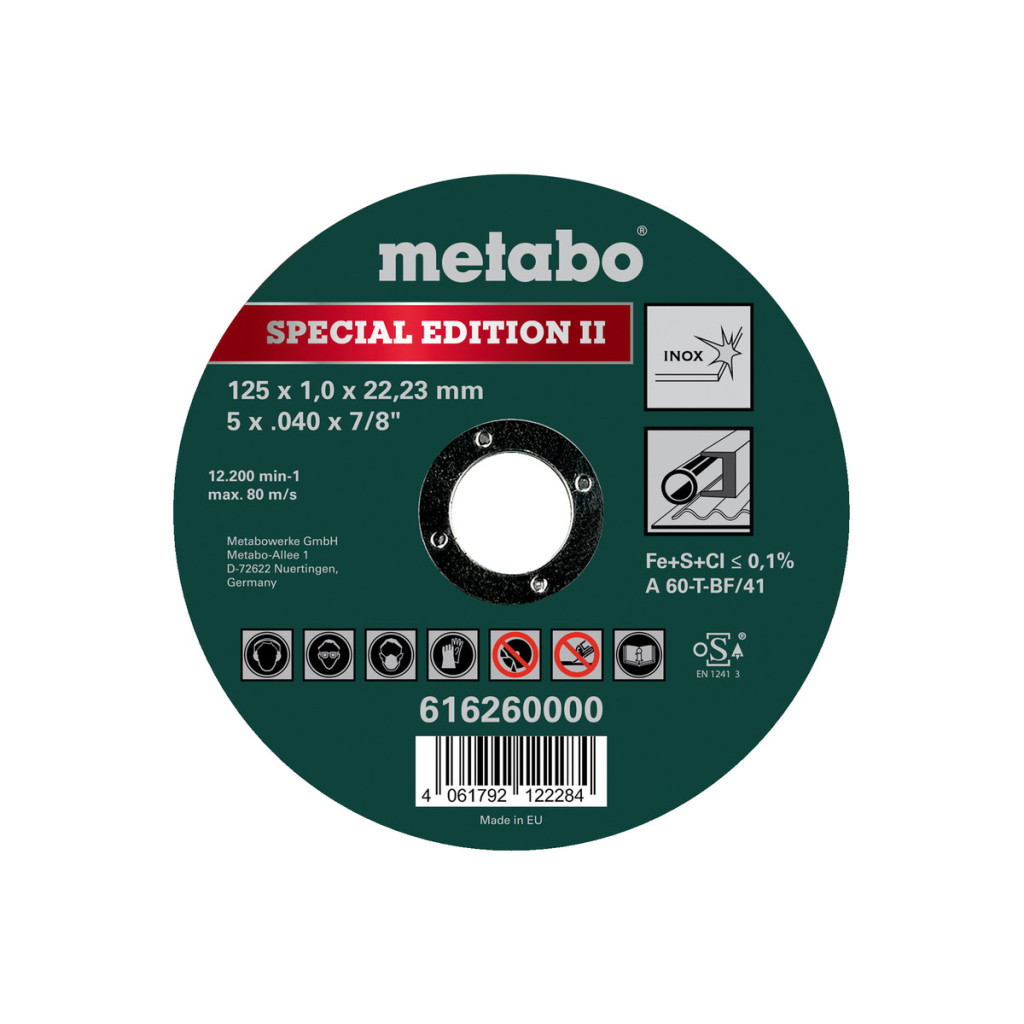 Диск за метал 125х1.0х22.2mm A60T BF41 Inox – Metabo – снимка 1