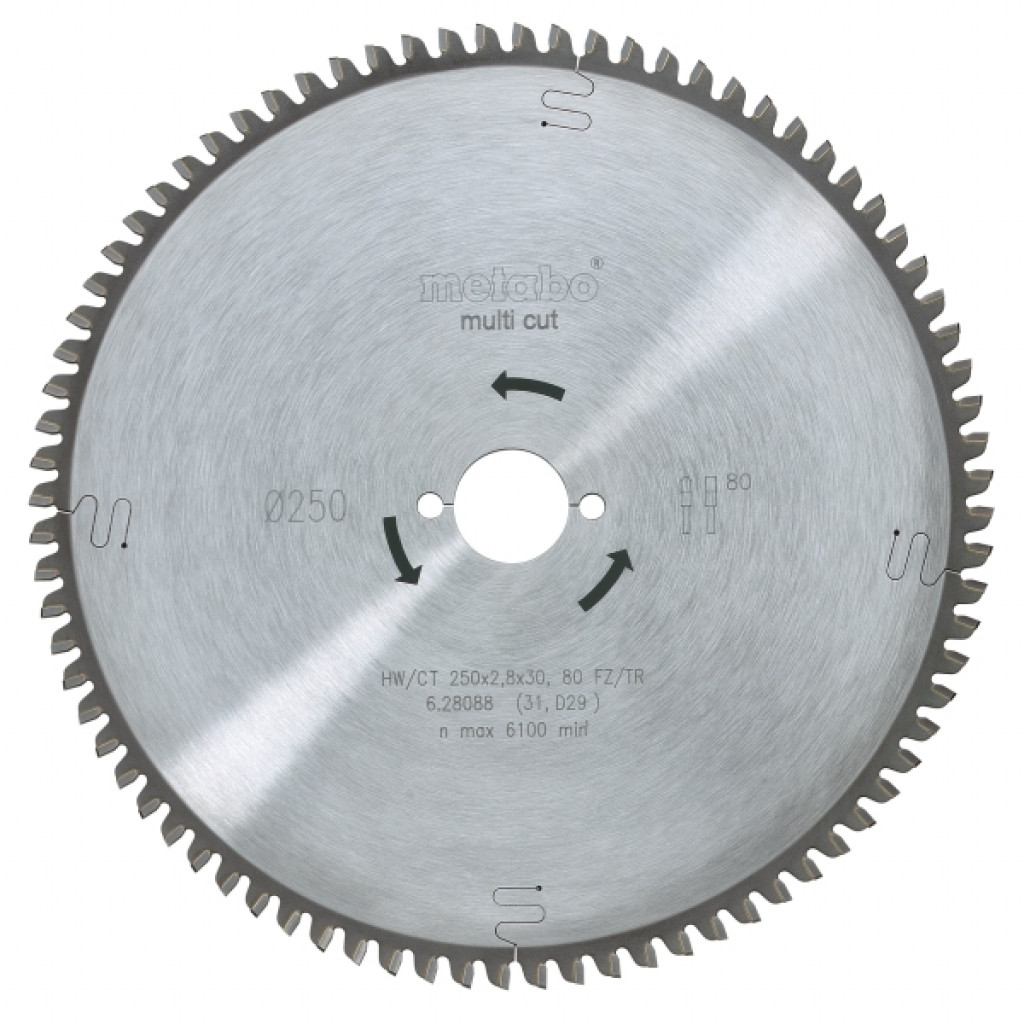 Диск за циркуляр 250х2.8х30.0mm 80 FZ 5° neg. – Metabo – снимка 1