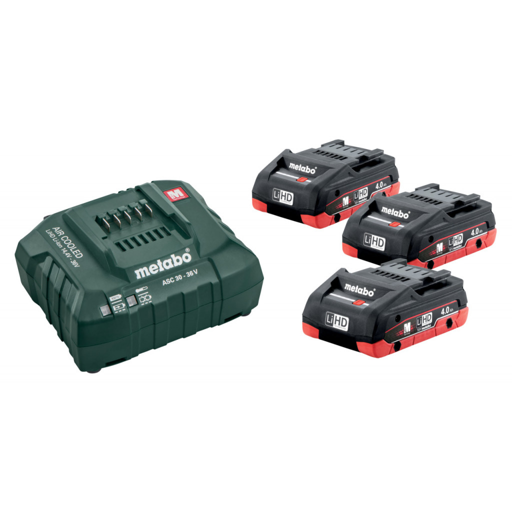 Базов комплект акумулатори 18V ASC 30-36 + 3x4.0 Ah LiHD – Metabo – снимка 1