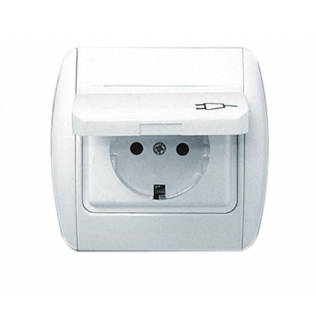 Контакт с капак бял MAKALON MK-SC05