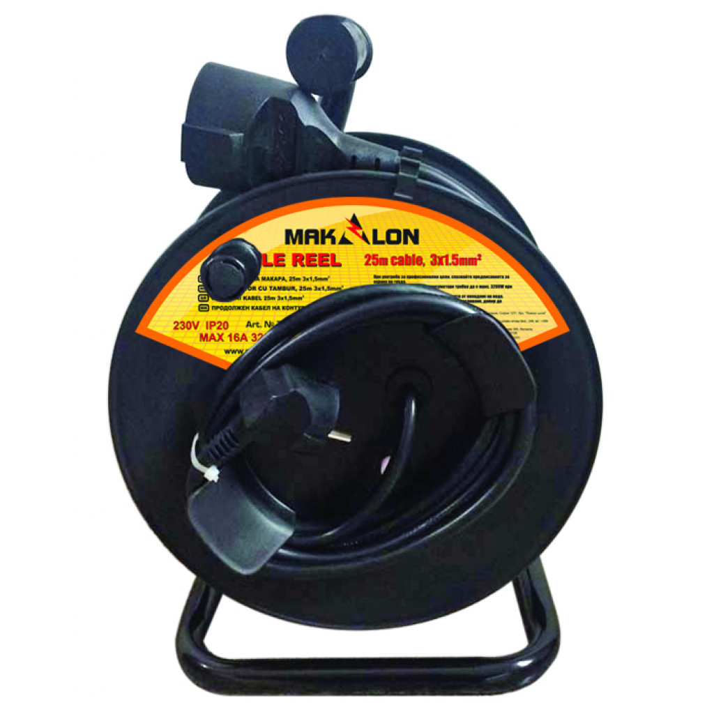 Удължител 25m на макара 1.5mm2 MK – Makalon – снимка 1