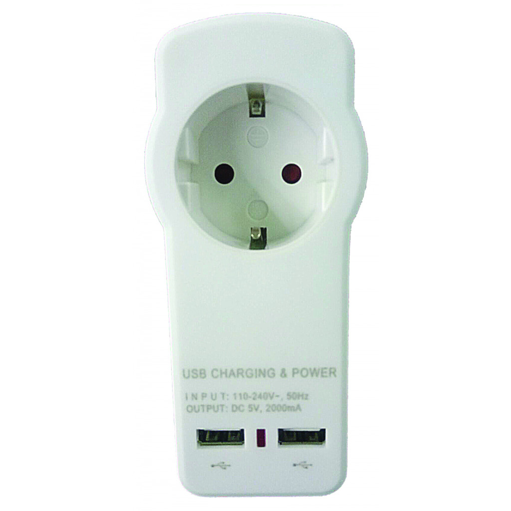 Разклонител 1 шуко 2 USB 2.1A MK – Makalon – снимка 1