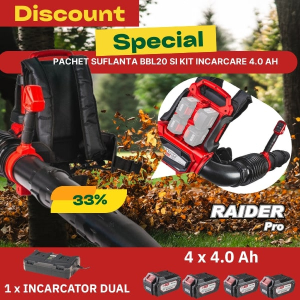 Pachet promo - RDP-BBL20 & Incarcator si 4 baterii 4Ah – Raider Pro – снимка 1