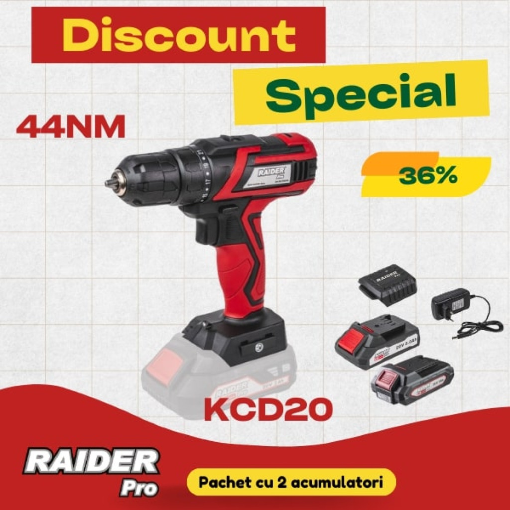 Pachet promo - RDP-KCD20 & Set incarcator si 2 baterii 2Ah – Raider Pro – снимка 1